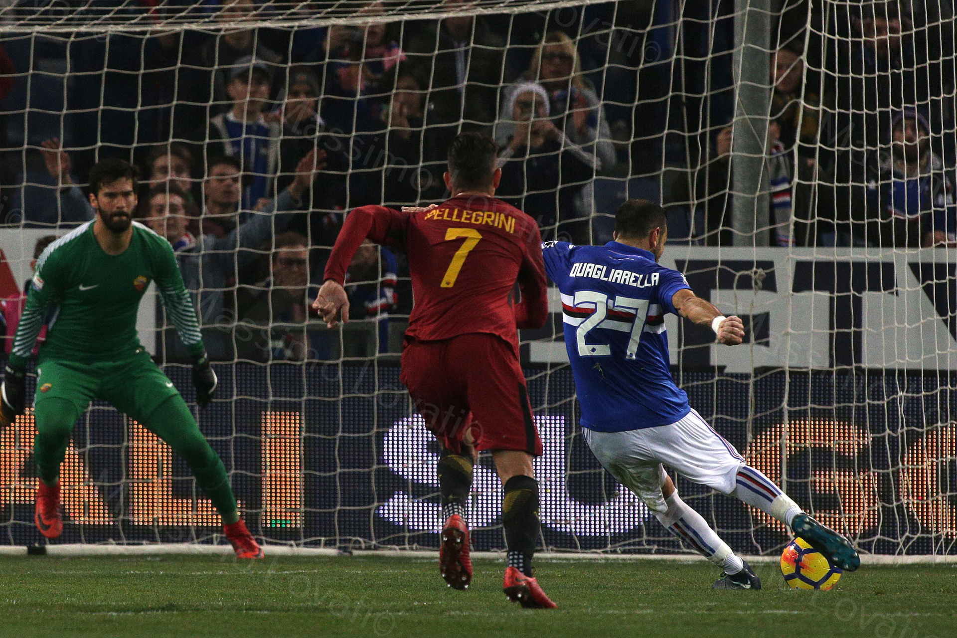 24/01/2018, Genova, Campionato di Calcio di Serie A, Sampdoria-Roma, nella foto Quagliarella goal su rigore