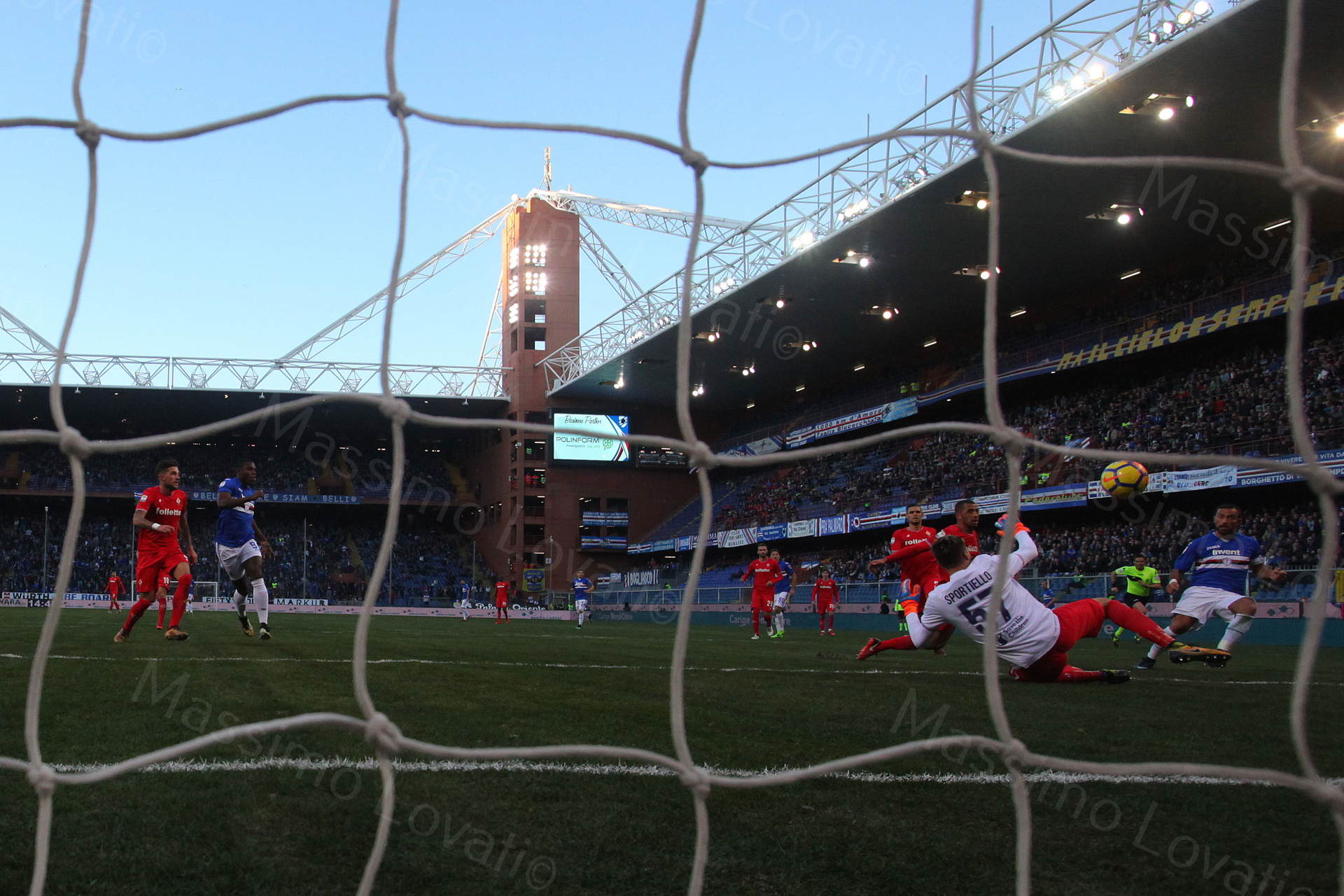 21/01/2018 Genova , Campionato di Calcio Serie A, Sampdoria - Fiorentina, nella foto Quagliarella segna il secondo goal
